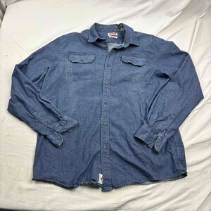 Wrangler Mens Casual Shirt Blue Denim Long Sleeve Button Down XLT
